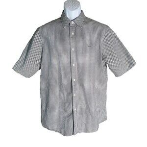 MICHAEL KORS Classic Fit Short Sleeve Button Down Checkered Shirt Large SEE DESC